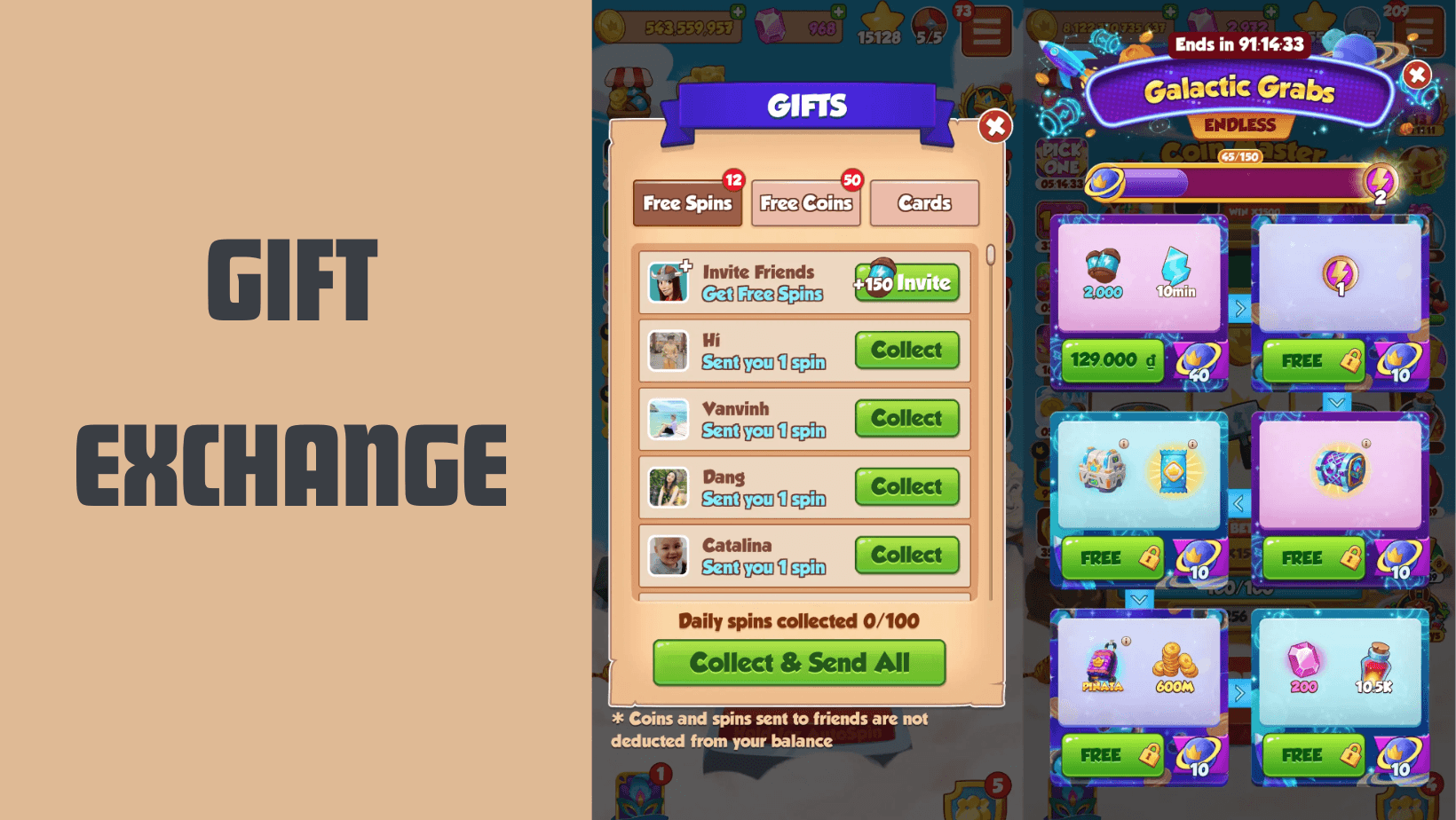 Gift exchange - get free spins for coin master