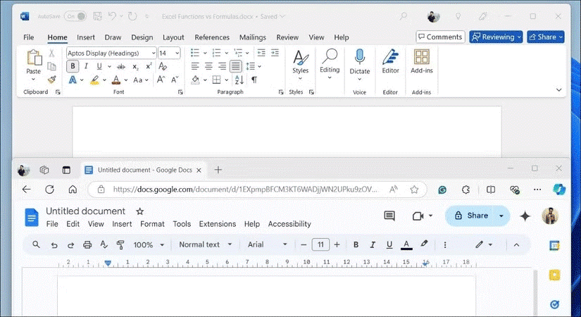 Microsoft Word and Google Docs User Interface (Picture: Collected)